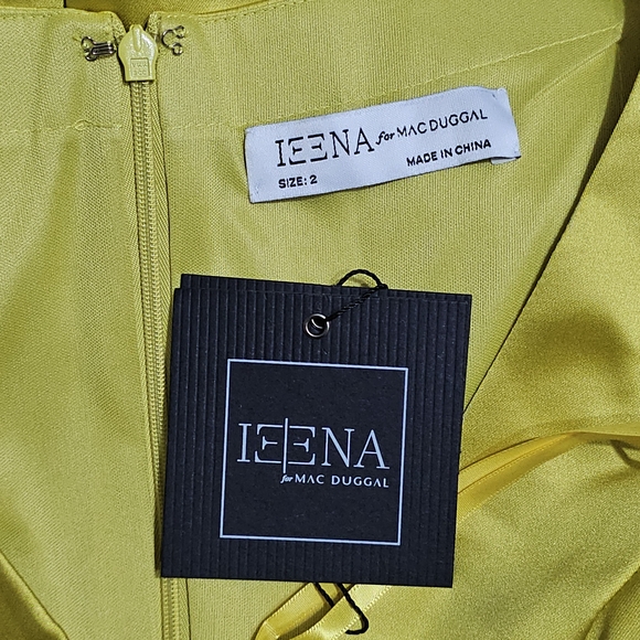 Mac Duggal Leena Satin Ruched V Neck Faux Wrap Midi Dress Womens Size 2 - Picture 5 of 5